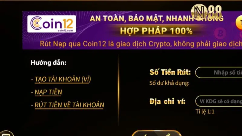Rút tiền qua tiền điện tử (Bitcoin, Ethereum, v.v.)